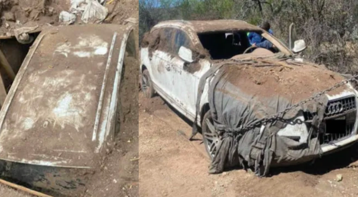 Buscaban restos de personas desaparecidas y hallan auto de lujo enterrado en Chihuahua (21:30 h)