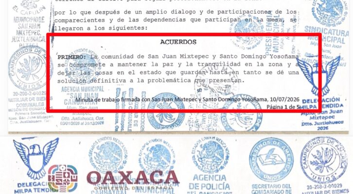 Yosoñama y Mixtepec vuelven a tensar conflicto a pesar de haber firmado acuerdo de paz ante la SEGO (20:15 h)