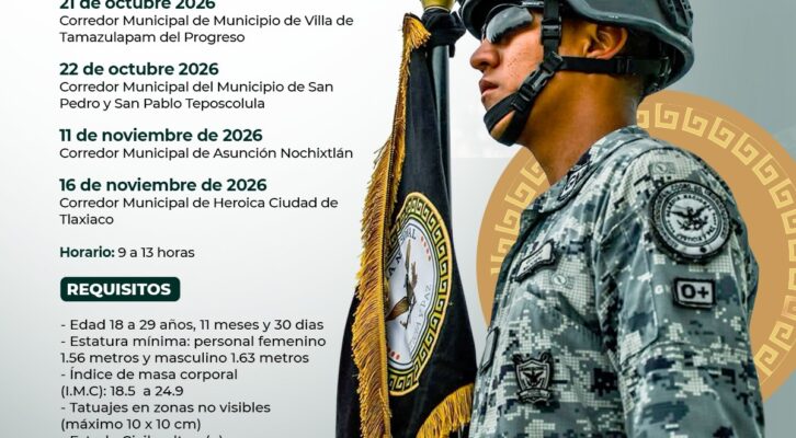 Guardia Nacional recluta a personal en varios municipios de la Mixteca (19:00 h)